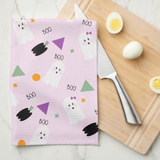 Ghost Pumpkin Confetti pattern Tea Towel