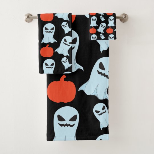 Ghost pumpkin Halloween Bath Towel Set Zazzle.co.uk