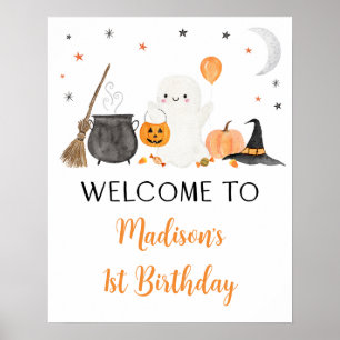 Ghost Pumpkin Halloween Birthday Welcome Poster
