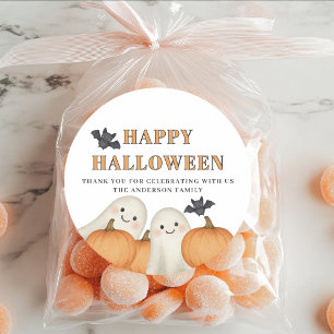 Ghost Pumpkin Personalised Halloween Party  Classic Round Sticker