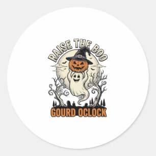 Ghost Pumpkin Shirt Vintage Halloween Engraving Te Classic Round Sticker
