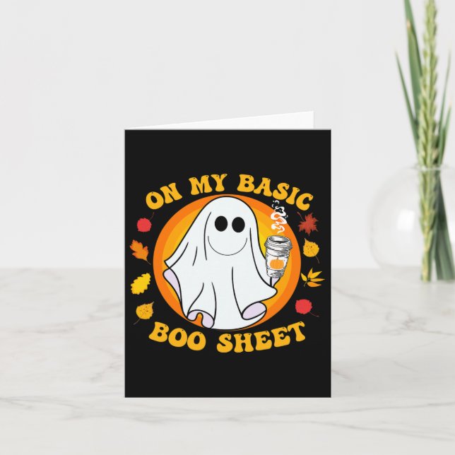 Ghost Pumpkin Spice Latte Fall Vibe Halloween Funn Card (Front)