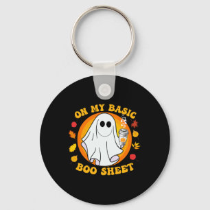Ghost Pumpkin Spice Latte Fall Vibe Halloween Funn Key Ring