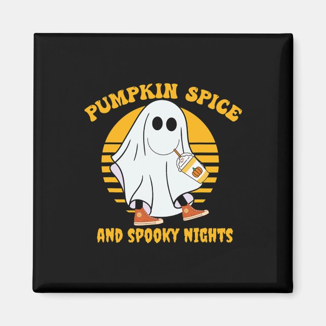 Ghost Pumpkin Spice Latte Fall Vibe Halloween Spoo Magnet (Front)