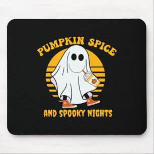 Ghost Pumpkin Spice Latte Fall Vibe Halloween Spoo Mouse Mat