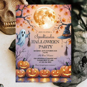 Ghost, Pumpkins & Full Moon Spooktacular Halloween Invitation
