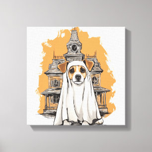 Ghost Pup � Spooky Dog Costume Canvas Print
