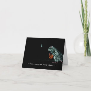 Ghost Rat on WIndy Halloween Night Note Card