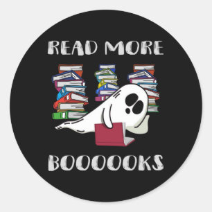 ghost read more booooks halloween books classic round sticker