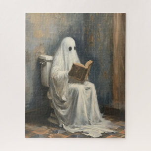 Ghost Reading a Book in Toilet Funny Halloween  Jigsaw Puzzle