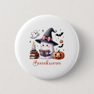 Ghost Reading Book Coquette Bow Halloween Girl Tod 6 Cm Round Badge