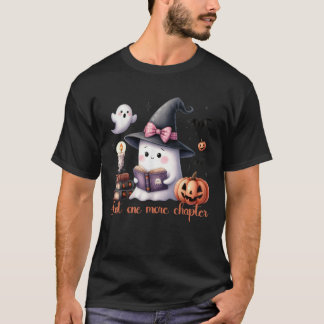 Ghost Reading Book Coquette Bow Halloween Girl Tod T-Shirt