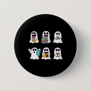 Ghost Reading Book Cute Teacher Halloween Ghost Bo 6 Cm Round Badge
