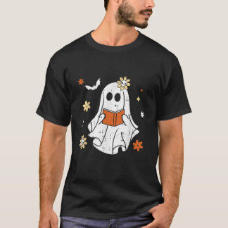 Ghost Reading Book Halloween Costume Teacher Libra T-Shirt