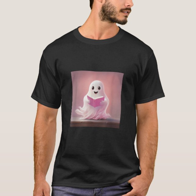 Ghost Reading Book Lover Library  T-Shirt (Front)