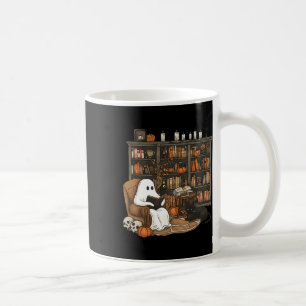 Ghost Reading Book Lovers Library Halloween Spooky Coffee Mug