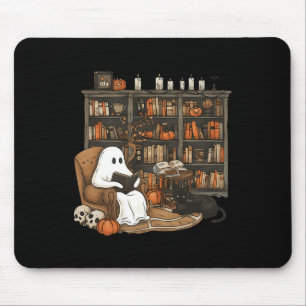 Ghost Reading Book Lovers Library Halloween Spooky Mouse Mat