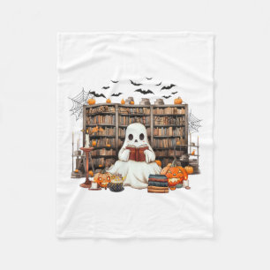 Ghost Reading Books Bookish Teacher Halloween Cost Fleece Blanket