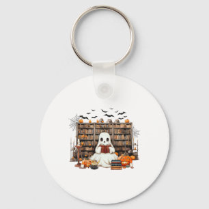 Ghost Reading Books Bookish Teacher Halloween Cost Key Ring