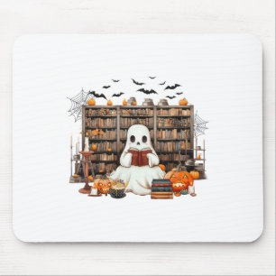 Ghost Reading Books Bookish Teacher Halloween Cost Mouse Mat