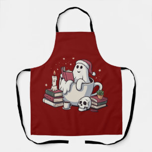 Ghost Reading Books Christmas Teacher Bookworm  Apron