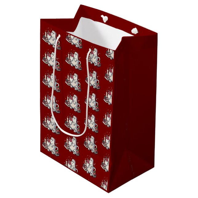 Ghost Reading Books Christmas Teacher Bookworm  Medium Gift Bag (Front Angled)