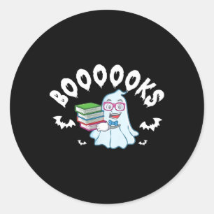 Ghost Reading Books Halloween Costume For Teacher Classic Round Sticker