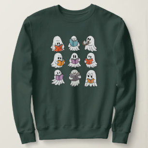 Ghost Reading Books Librarian  Sweatshirt