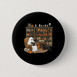 Ghost Reading Books Librarian Teacher Halloween 6 Cm Round Badge