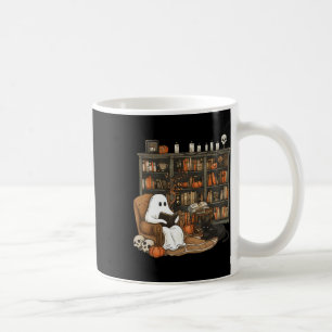 Ghost Reading Books Librarian Teacher Halloween Coffee Mug