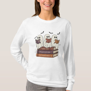 Ghost Reading Bookworm Cosy Long Sleeve Halloween T-Shirt