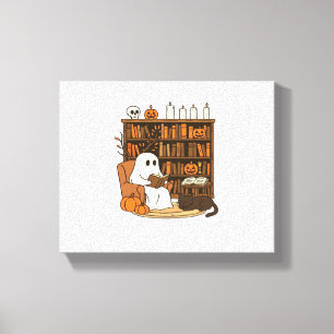 Ghost Reading in Cosy Halloween Library Classic T- Canvas Print