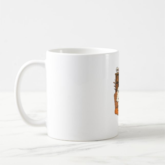Ghost Reading in Cosy Halloween Library Classic T- Coffee Mug (Left)