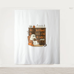 Ghost Reading in Cosy Halloween Library Classic T- Tapestry