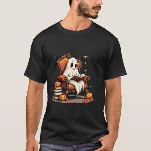 Ghost Reading Vintage Pumpkin Funny Gothic Hallowe T-Shirt