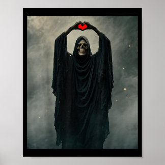 Ghost red heart hand scary face horror poster