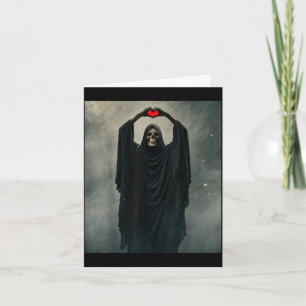 Ghost red heart hand scary face horror poster card