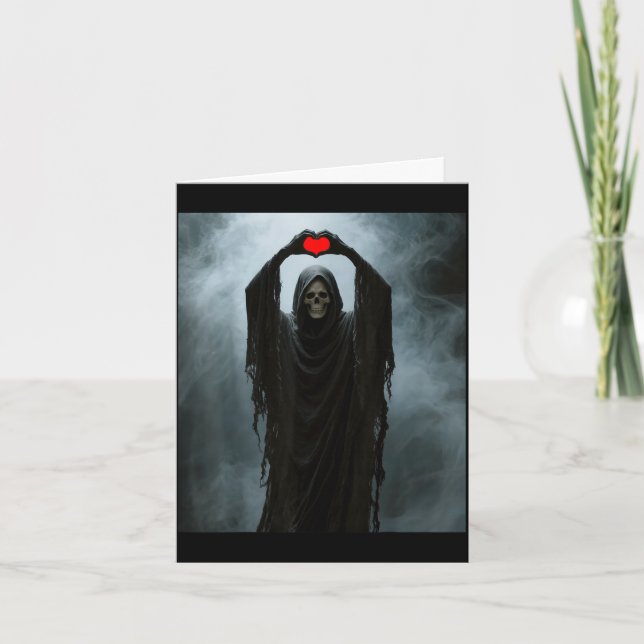 Ghost red heart hand scary face horror poster card (Front)