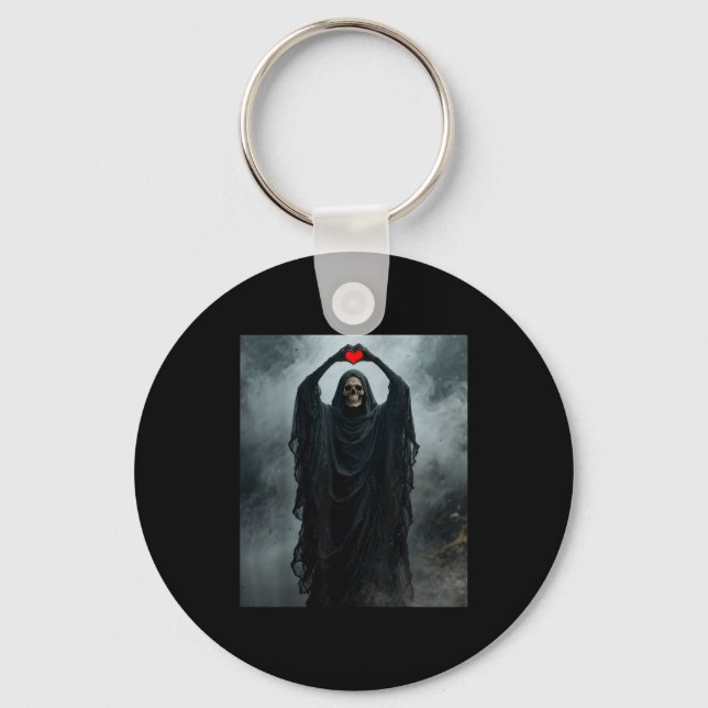 Ghost red heart hand scary face horror poster key ring (Front)