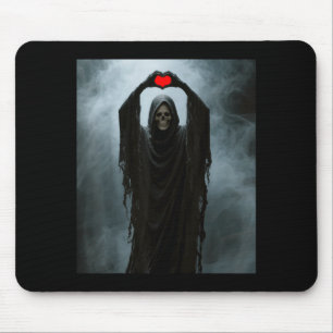 Ghost red heart hand scary face horror poster mouse mat