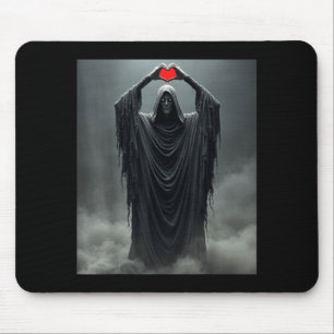 Ghost red heart hands scary face halloween mouse mat