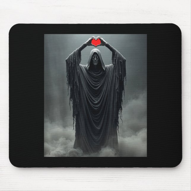 Ghost red heart hands scary face halloween mouse mat (Front)