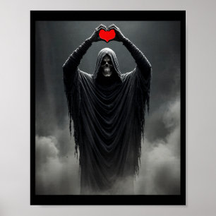 Ghost red heart hands scary face halloween poster