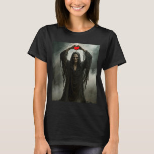 Ghost red heart hands scary face halloween T-Shirt