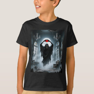 Ghost red heart hands scary face halloween T-Shirt