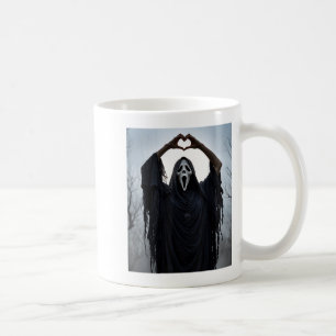 Ghost Red Heart Hands Y Face Halloween Valentines Coffee Mug