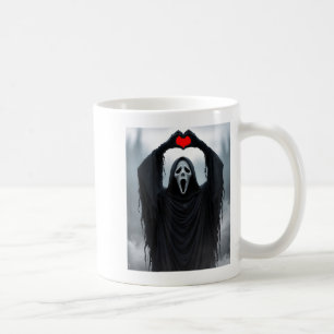 Ghost Red Heart Hands Y Face Halloween Valentines  Coffee Mug