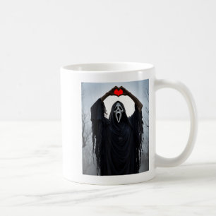 Ghost Red Heart Hands Y Face Halloween Valentines  Coffee Mug