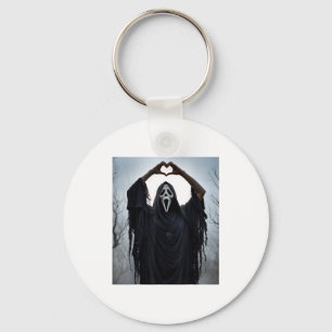 Ghost Red Heart Hands Y Face Halloween Valentines  Key Ring