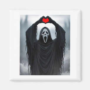 Ghost Red Heart Hands Y Face Halloween Valentines  Magnet